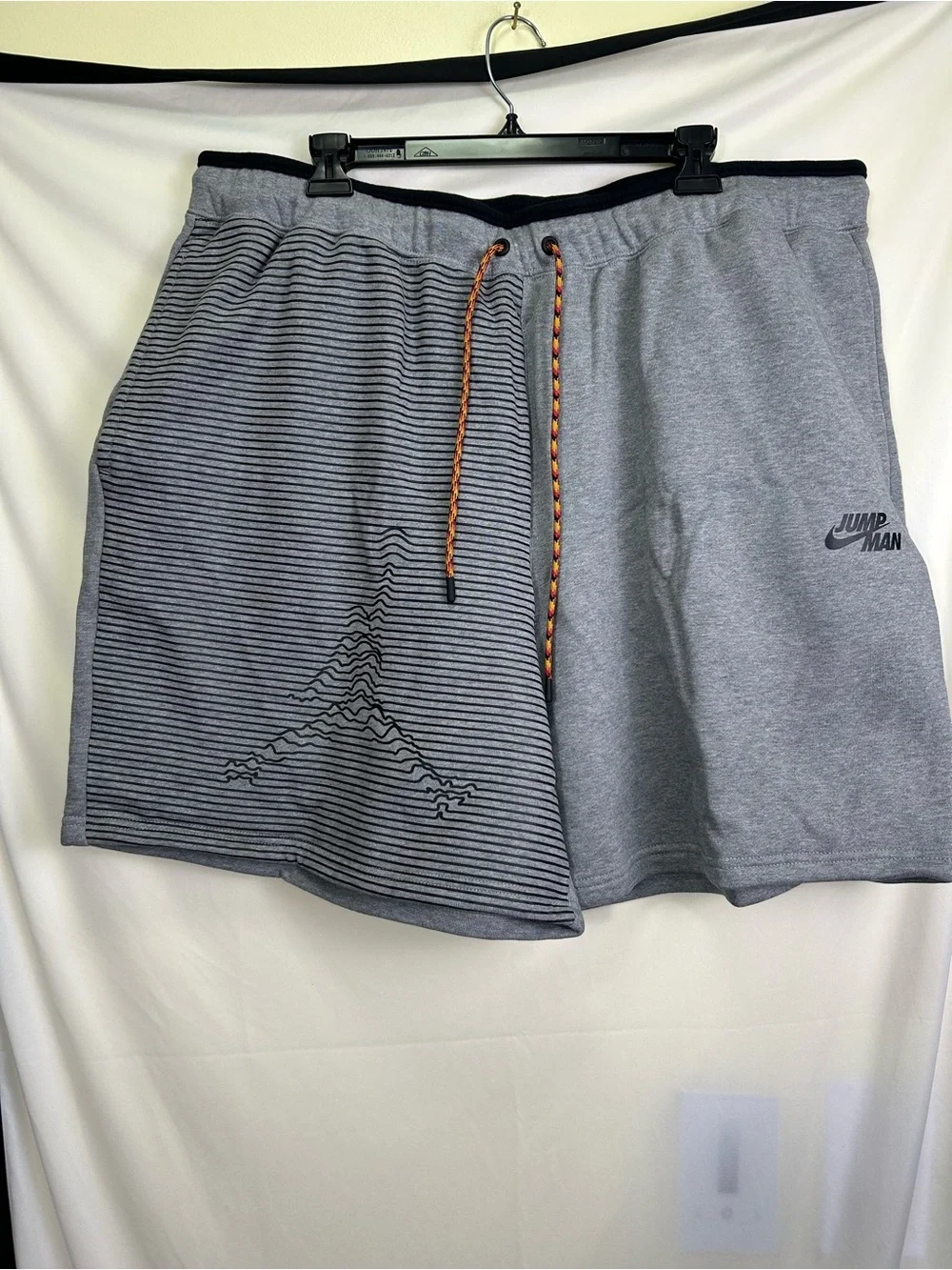 Jordan Gray Striped Athletic Shorts with Orange Braided Drawcord